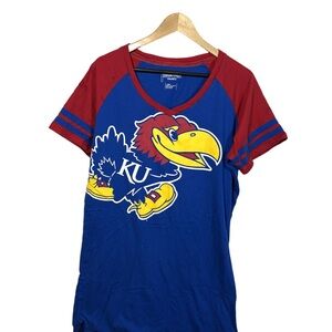 KU Jayhawks T Shirt Dress Emerson Street Blue Red Large